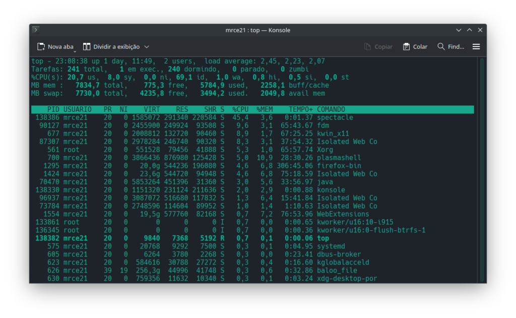 Comando Top Linux