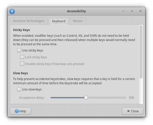 acessibilidade xfce